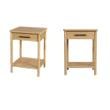 Pemberly Row Set of 2 1-Drawer Rounded Leg Wood Nightstands in Natural