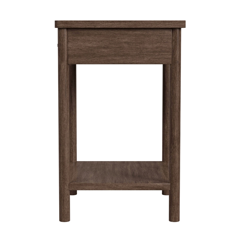 Pemberly Row Set of 2 1-Drawer Rounded Leg Wood Nightstands -Soft Brown