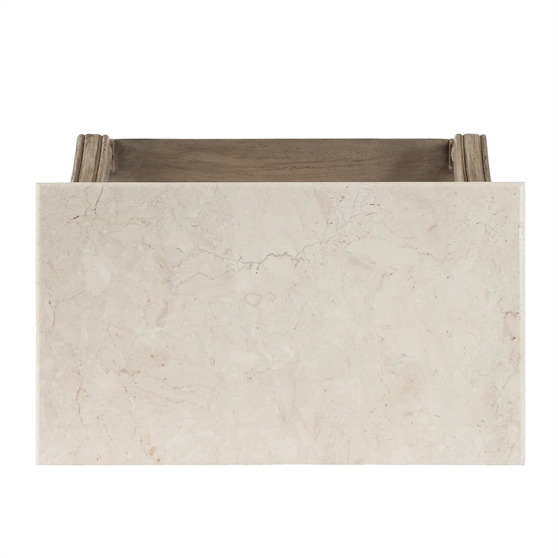 Pemberly Row Set of 2 Contemporary Marble Nightstands In Gray