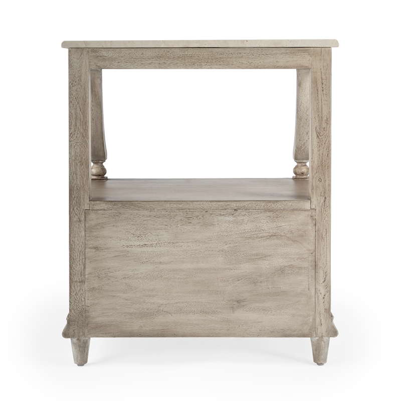 Pemberly Row Set of 2 Contemporary Marble Nightstands In Gray
