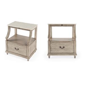 Pemberly Row Set of 2 Contemporary Marble Nightstands In Gray