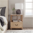 Pemberly Row Set of 2 Marble And Wood 1-Drawer Nightstands in Tan/Beige