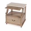 Pemberly Row Set of 2 Marble And Wood 1-Drawer Nightstands in Tan/Beige