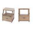 Pemberly Row Set of 2 Marble And Wood 1-Drawer Nightstands in Tan/Beige