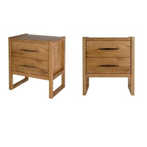Pemberly Row Set of 2 25&quotW Wood 2-Drawer Nightstands-Light Brown
