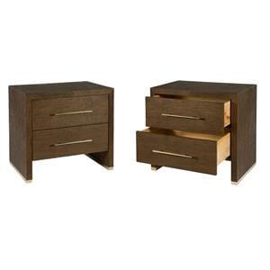 Pemberly Row Set of 2 28&quotW Wood 2-Drawer Nightstands in Brown