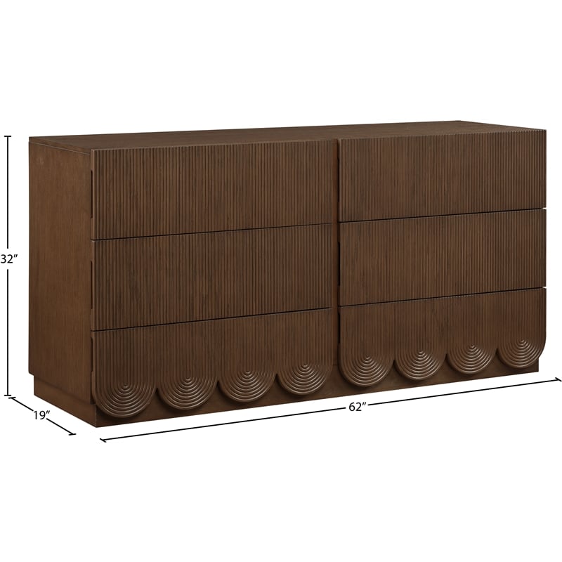 Pemberly Row Set of 5 Brown Velvet King Bed & Nighstands & Dresser & Mirror