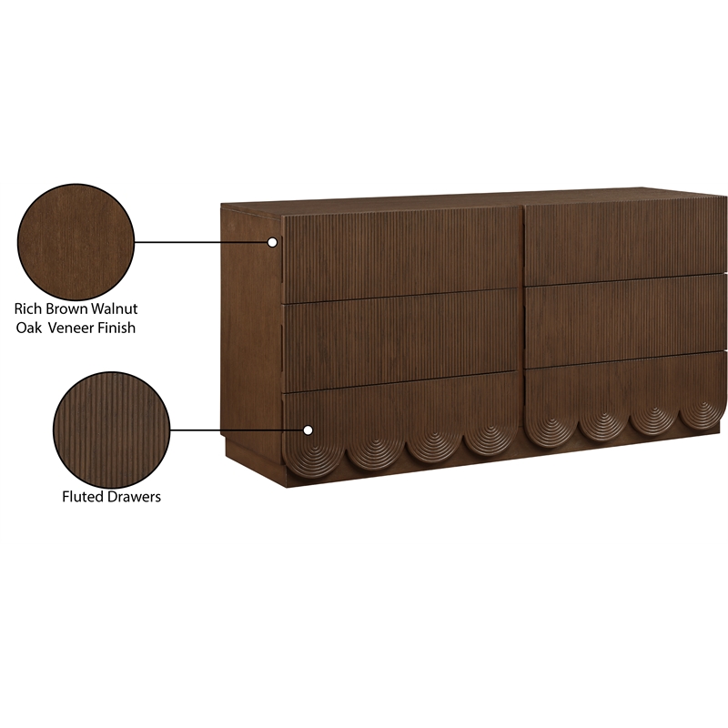 Pemberly Row Set of 5 Brown Velvet King Bed & Nighstands & Dresser & Mirror