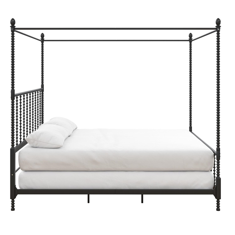 Pemberly Row Set of 5 Canopy Bed in King Size & Nightstands & Chest & Mirror