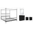 Pemberly Row Set of 5 Canopy Bed in King Size & Nightstands & Chest & Mirror