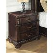 Pemberly Row Set of 4 Chocolate King Bed & Nightstands & Dresser with Mirror