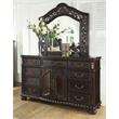 Pemberly Row Set of 4 Chocolate King Bed & Nightstands & Dresser with Mirror