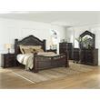Pemberly Row Set of 4 Chocolate King Bed & Nightstands & Dresser with Mirror