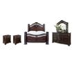 Pemberly Row Set of 4 Chocolate King Bed & Nightstands & Dresser with Mirror