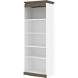 Pemberly Row Set of 3 White Queen Wall Bed & White & Walnut Gray Shelving Units