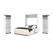 Pemberly Row Set of 3 White Queen Wall Bed & White & Walnut Gray Shelving Units
