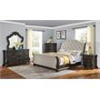 Pemberly Row Set of 4 King Wood Sleigh Bed & Nightstands & Dresser with Mirror
