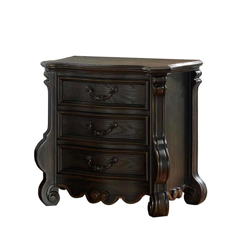 Pemberly Row Set of 4 King Wood Sleigh Bed & Nightstands & Dresser with Mirror