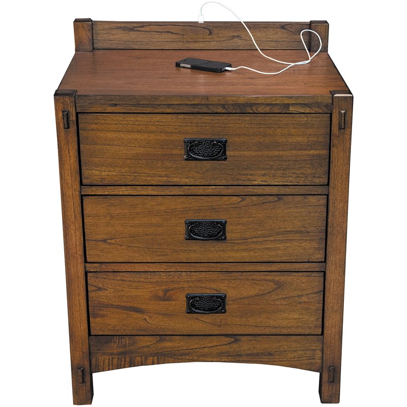 Pemberly Row Set of 6 Bedroom Set with Eastern King Panel Bed in Natural Finish