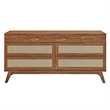 Pemberly Row Set of 5 Bedroom Set with Queen Panel Bed in Walnut Finish
