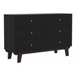 Pemberly Row Set of 5 Bedroom Set with Queen Metal Spindle Panel Bed in Black