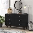 Pemberly Row Set of 5 Bedroom Set with Queen Metal Spindle Panel Bed in Black
