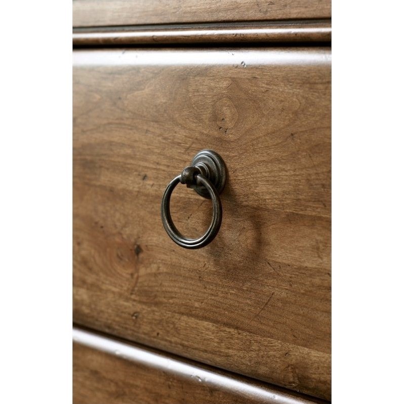 Pemberly Row Set of 5 Bedroom Set with King Wooden Sleigh Bed in Brown