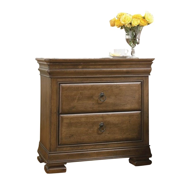 Pemberly Row Set of 5 Bedroom Set with King Wooden Sleigh Bed in Brown