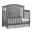 Pemberly Row Set of 2 Wood 4-in-1 Convertible Crib & Nightstand in Gray