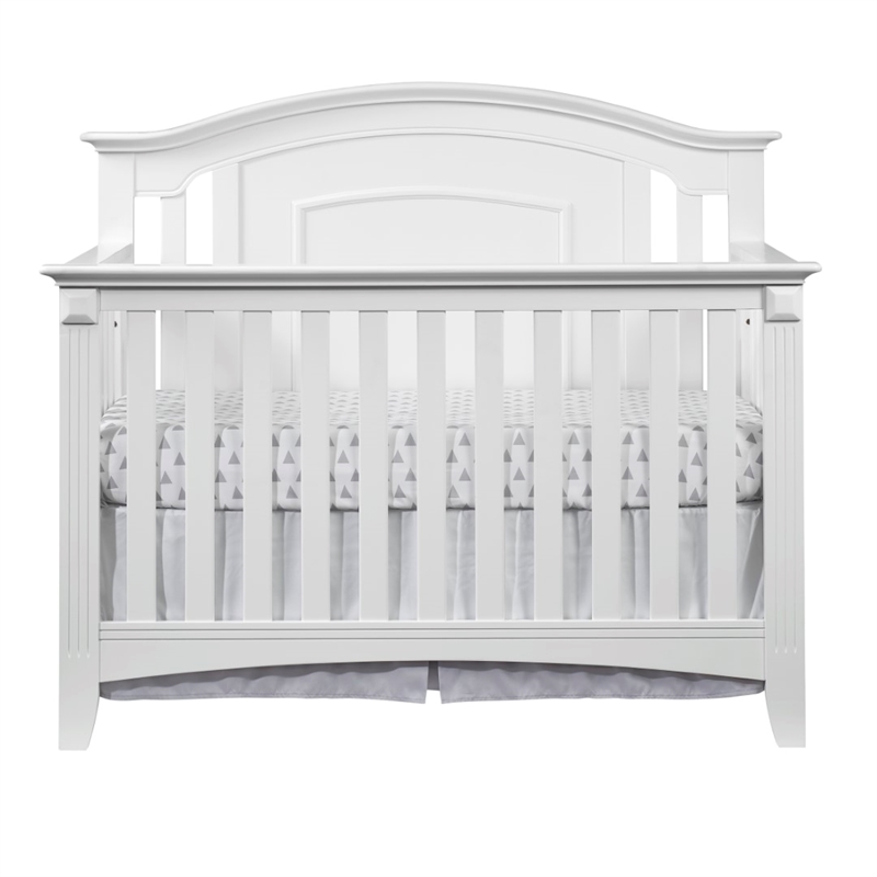 Pemberly Row Set of 2 Wood 4-in-1 Convertible Crib & Nightstand in White