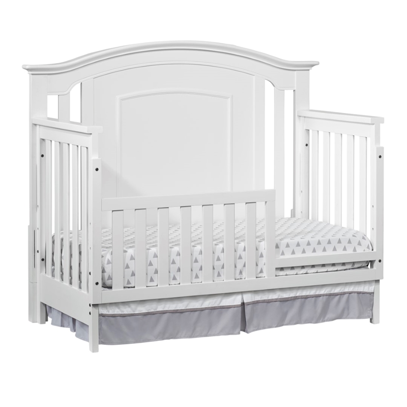 Pemberly Row Set of 2 Wood 4-in-1 Convertible Crib & Nightstand in White