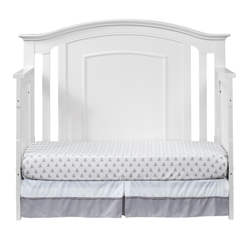 Pemberly Row Set of 2 Wood 4-in-1 Convertible Crib & Nightstand in White