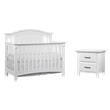 Pemberly Row Set of 2 Wood 4-in-1 Convertible Crib & Nightstand in White