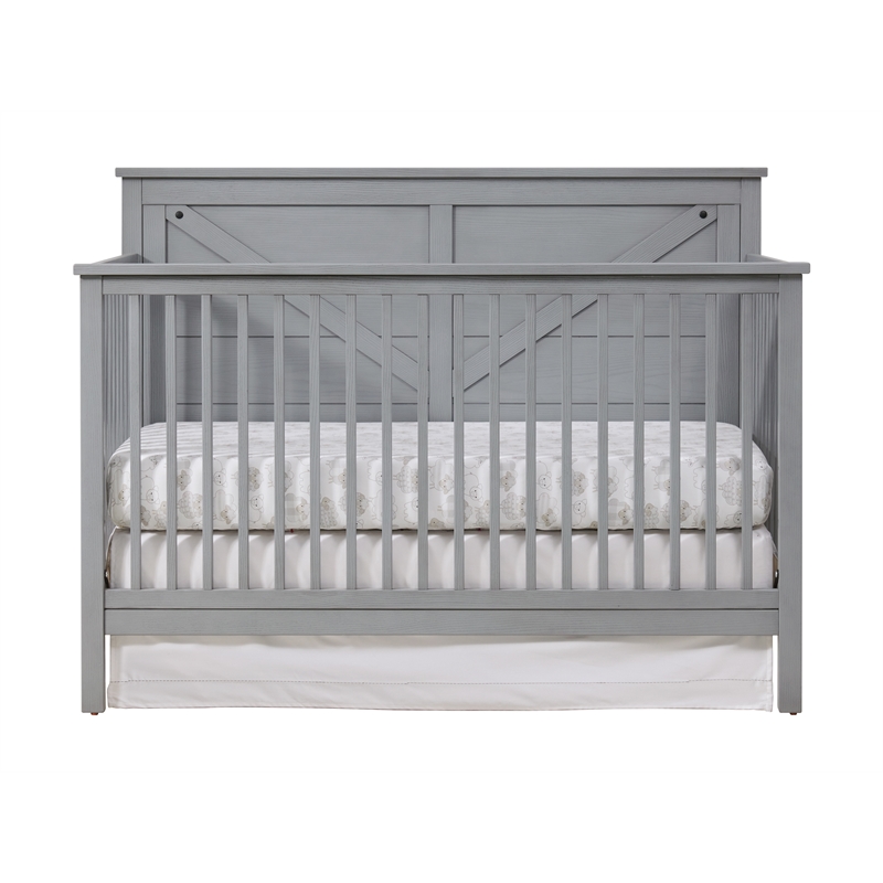 Pemberly Row Set of 2 4-in-1 Convertible Crib & Conversion Kit in Gray