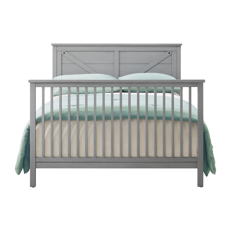 Pemberly Row Set of 2 4-in-1 Convertible Crib & Conversion Kit in Gray