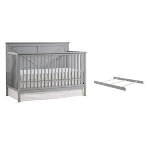 Pemberly Row Set of 2 4-in-1 Convertible Crib & Conversion Kit in Gray