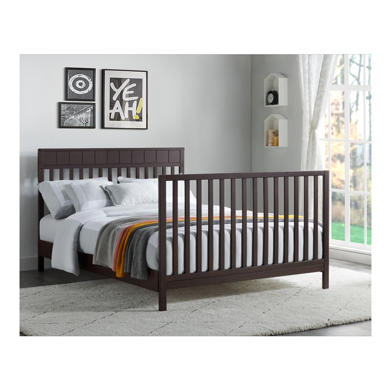 Pemberly Row Set of 2 Espresso 4-in-1 Convertible Crib & Full Bed Conversion Kit