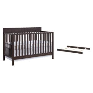 Pemberly Row Set of 2 Espresso 4-in-1 Convertible Crib & Full Bed Conversion Kit