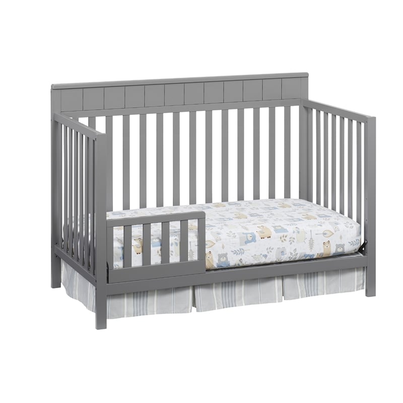 Pemberly Row Set of 2 4-in-1 Convertible Crib & Full Bed Conversion Kit in Gray