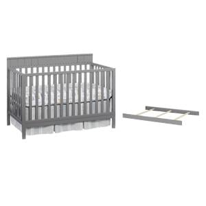 Pemberly Row Set of 2 4-in-1 Convertible Crib & Full Bed Conversion Kit in Gray