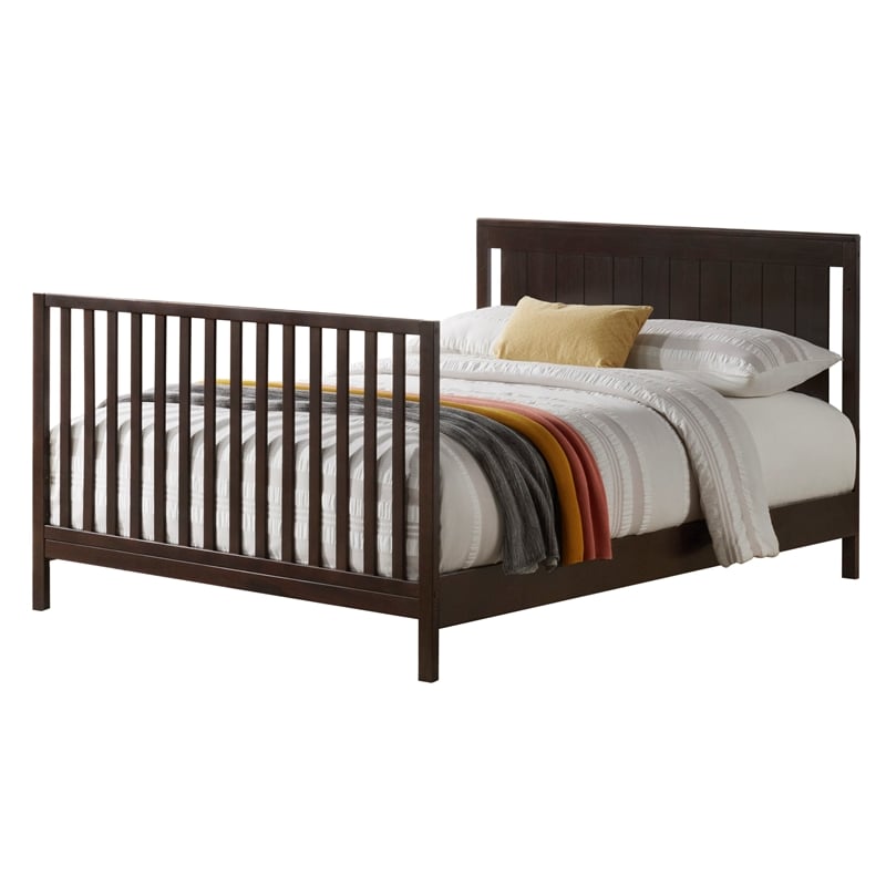 Pemberly Row Set of 2 Espresso 4-in-1 Convertible Crib & Full Bed Conversion Kit