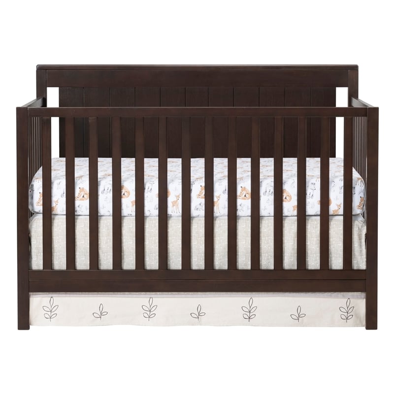 Pemberly Row Set of 2 Espresso 4-in-1 Convertible Crib & Full Bed Conversion Kit