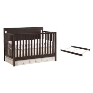 Pemberly Row Set of 2 Espresso 4-in-1 Convertible Crib & Full Bed Conversion Kit