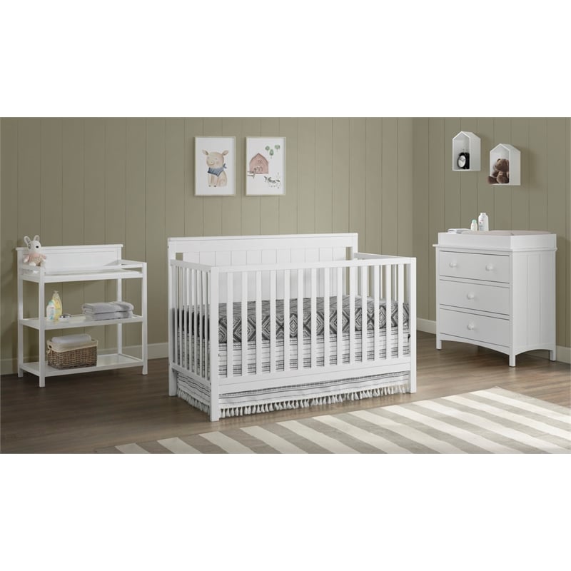 Pemberly Row Set of 2 4-in-1 Convertible Crib & Full Bed Conversion Kit in White