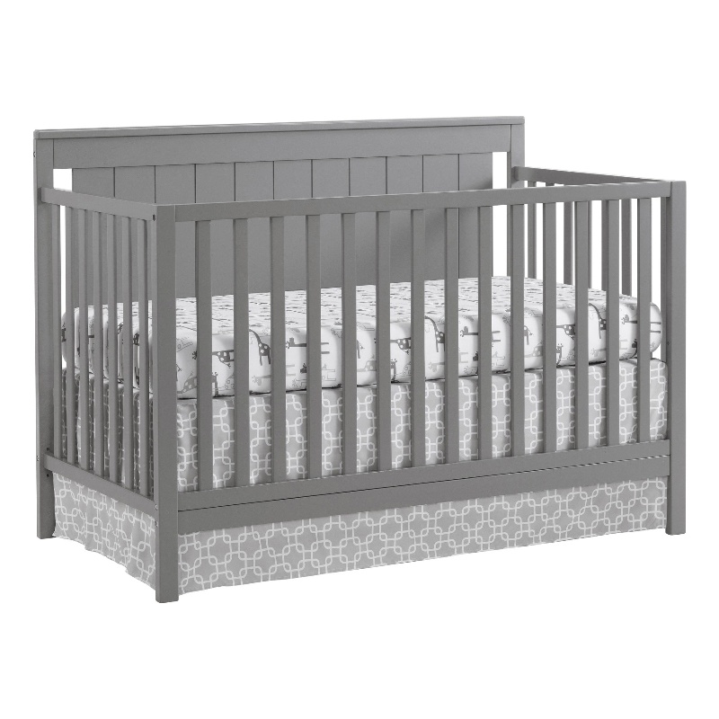 Pemberly Row Set of 2 4-in-1 Convertible Crib & Full Bed Conversion Kit in Gray