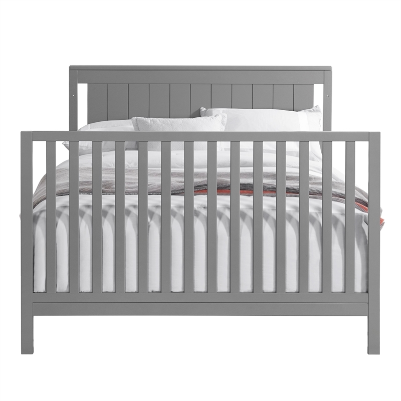 Pemberly Row Set of 2 4-in-1 Convertible Crib & Full Bed Conversion Kit in Gray