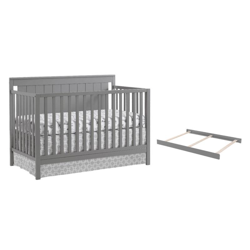 Pemberly Row Set of 2 4-in-1 Convertible Crib & Full Bed Conversion Kit in Gray