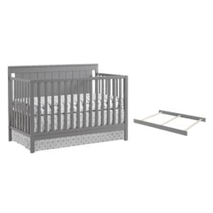 Pemberly Row Set of 2 4-in-1 Convertible Crib & Full Bed Conversion Kit in Gray