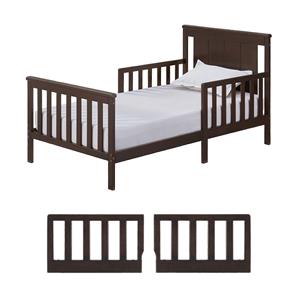 Pemberly Row Set of 3 Modern Wood Toddler Guard Rails & Bed in Espresso