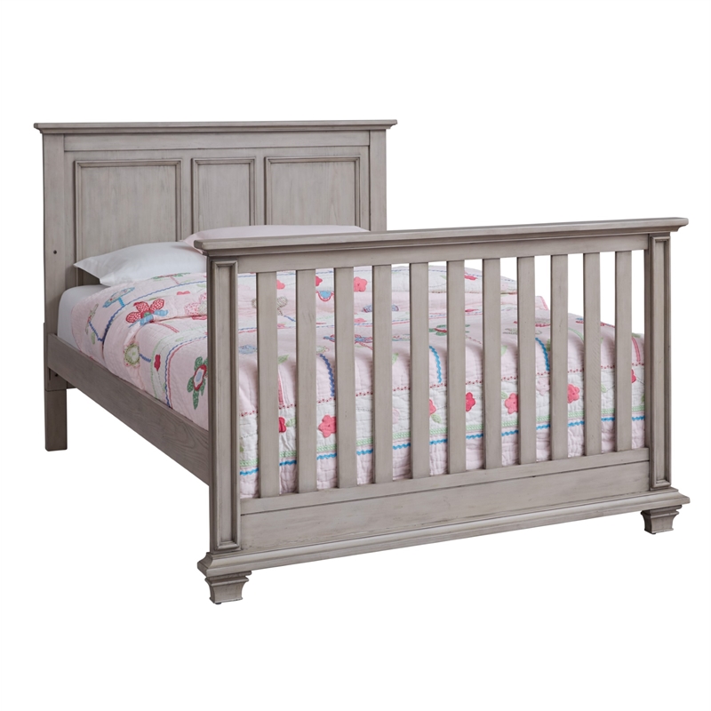 Pemberly Row Set of 3 4-in-1 Convertible Crib & Chest & Nightstand in Wash Gray